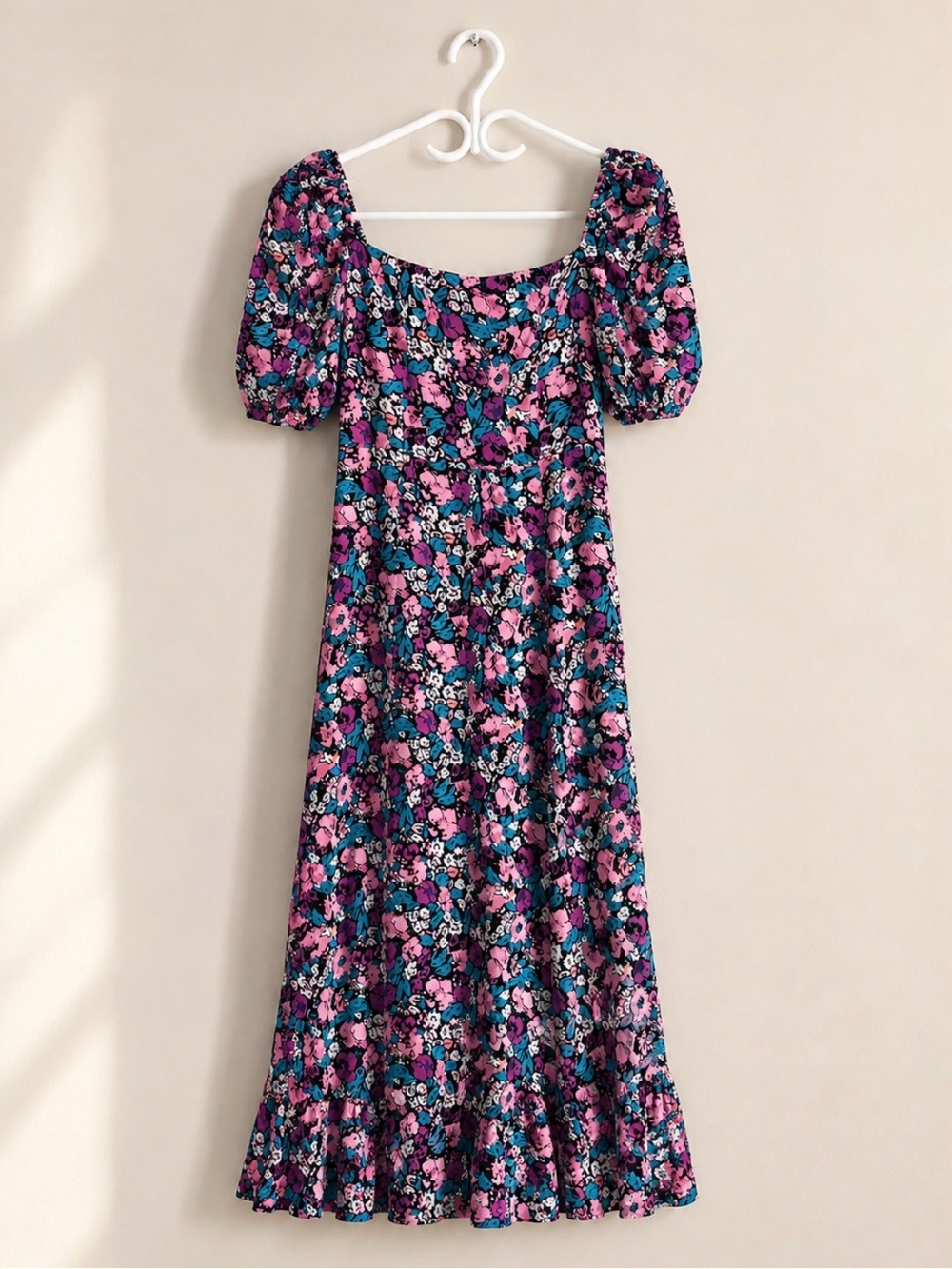 & OTHER STORIES Floral Puff Sleeve Midi Dress Size 6 - Picture 2 of 10